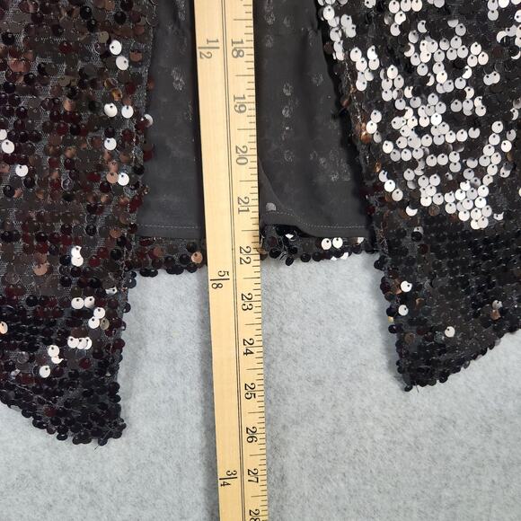 🌼Express Top Womens Size Small Split Back Tank Black Sequin - Picture 13 of 14